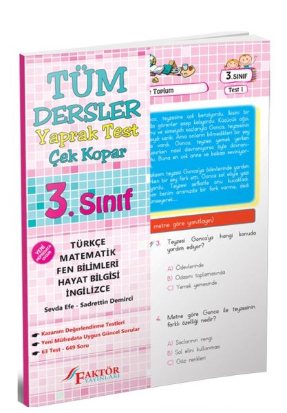 Faktör 3 Sınıf Tüm Dersler Yaprak Test Yeni