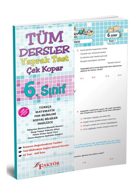 Faktör 6 Sınıf Tüm Dersler Yaprak Test Yeni