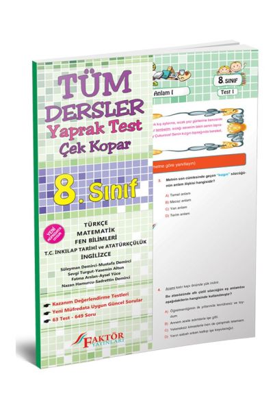 Faktör 8 Sınıf Tüm Dersler Yaprak Test Yeni