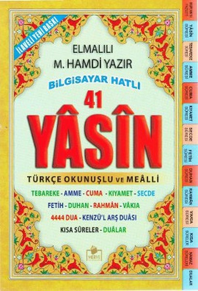 Fihristli 41 Yasin Bilgisayar Hatlı Türkçe Okunuşlu ve Mealli Orta Boy Yasin 003