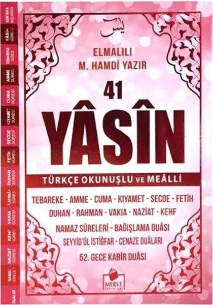 41 Yasin Türkçe Okunuşlu ve MealliPembe Kapak Orta Boy