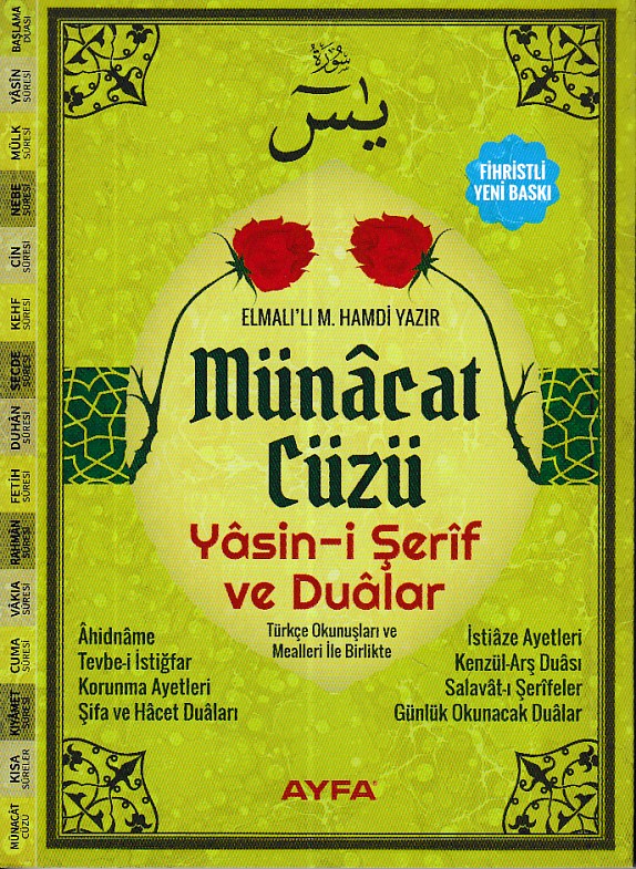 Münacat Cüzü Yasini Şerif ve Dualar Çanta Boy