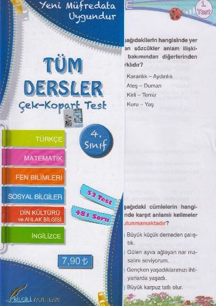 Bilgili 4 Sınıf Tüm Dersler Yaprak Test