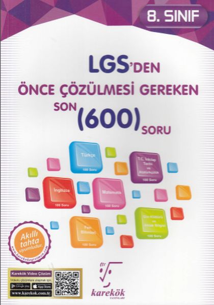 Karekök 8 Sınıf LGS den Önce Çözülmesi Gereken Son 600 Soru Yeni