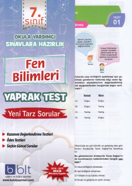 Bulut 7 Sınıf Fen Bilimleri Yaprak Test Yeni