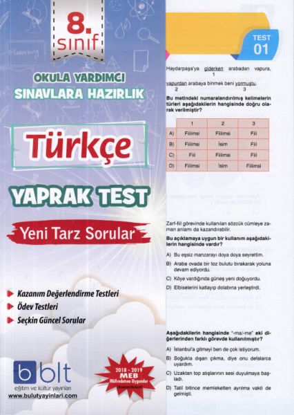 Bulut 8Sınıf Türkçe Yaprak Test