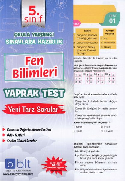 Bulut 5 Sınıf Fen Bilimleri Yaprak Test Yeni