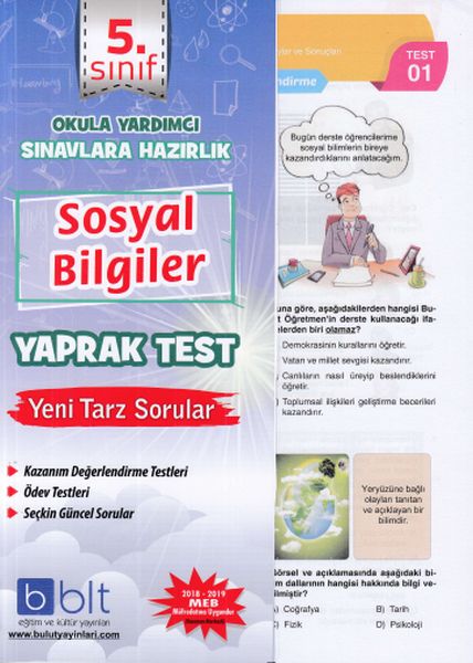 Bulut 5 Sınıf Sosyal Bilimler Yaprak Test Yeni