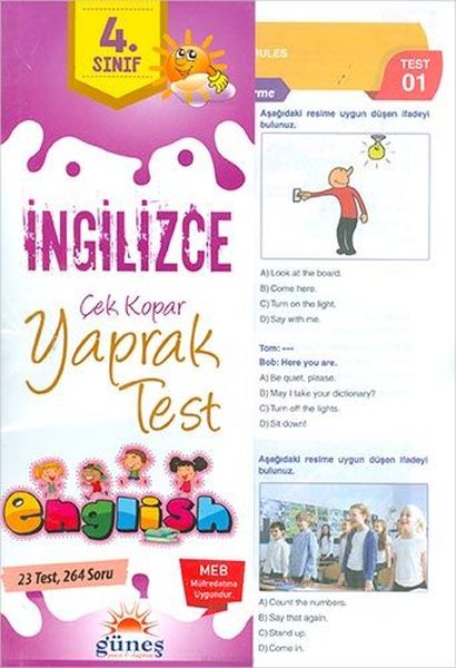 Güneş 4Sınıf İngilizce Çek Kopar Yaprak Test