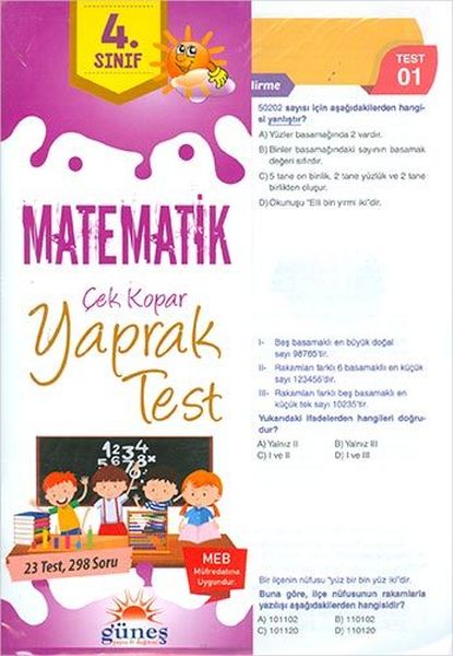 Güneş 4Sınıf Matematik Çek Kopar Yaprak Test