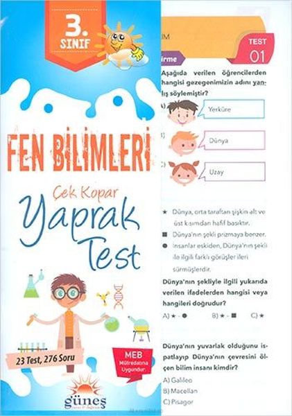 Güneş 3Sınıf Fen Bilimleri Çek Kopar Yaprak Test