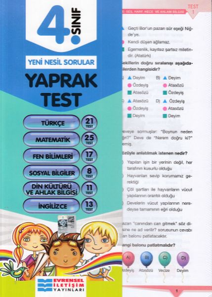 Evrensel İletişim 4 Sınıf Tüm Dersler Yaprak Testler Yeni