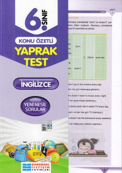 Evrensel 6 Sınıf İngilizce Konu Özetli Yaprak Test Yeni