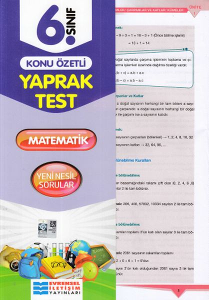 Evrensel 6 Sınıf Matematik Konu Özetli Yaprak Test Yeni