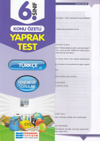 Evrensel 6 Sınıf Türkçe Konu Özetli Yaprak Test Yeni