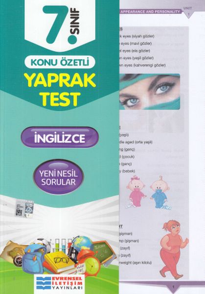 Evrensel 7 Sınıf İngilizce Konu Özetli Yaprak Test Yeni