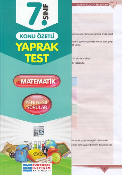 Evrensel  7 Sınıf Matematik Konu Özetli Yaprak Test Yeni