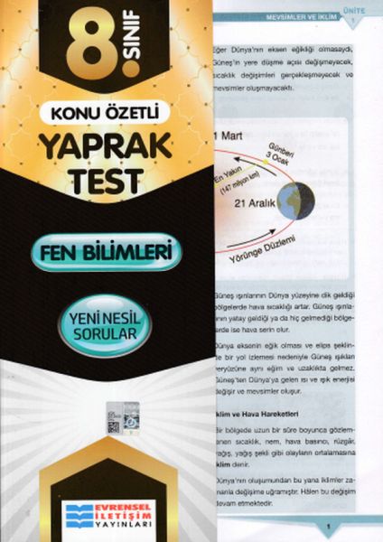 Evrensel 8 Sınıf Fen Bilimleri Konu Özetli Yaprak Test Yeni