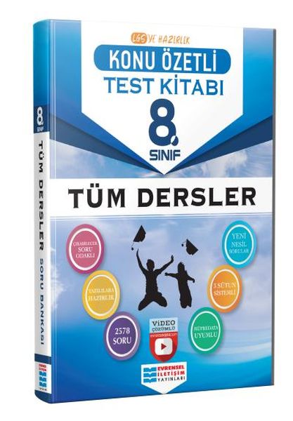 Evrensel İletişim 8 Sınıf LGS Tüm Dersler Konu Özetli Video Çözümlü Test Kitabı Yeni