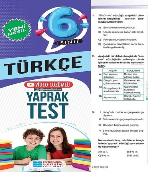 Evrensel İletişim 6 Sınıf Türkçe Yeni Nesil Video Çözümlü Yaprak Test