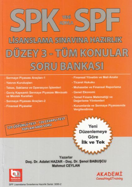 Akademi SPF Lisanslama Sınavına Hazırlık Düzey 3  Tüm Konular Soru Bankası