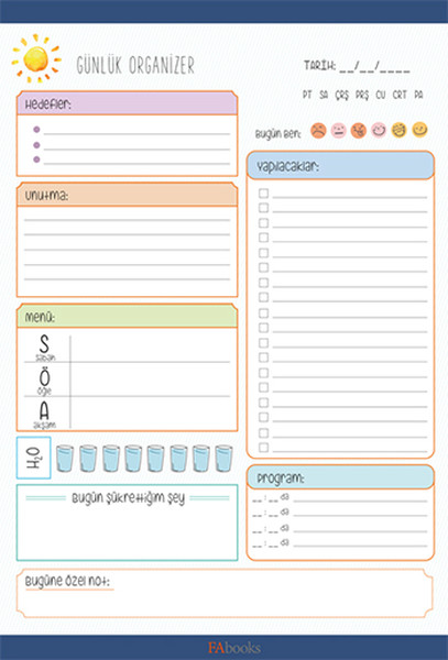 Günlük Organizer Bloknot  Günlük Hayatı Planlayan Bir Kurtarıcı
