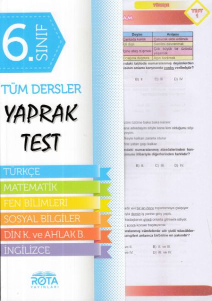 Rota 6Sınıf Tüm Dersler Yaprak Test Yeni