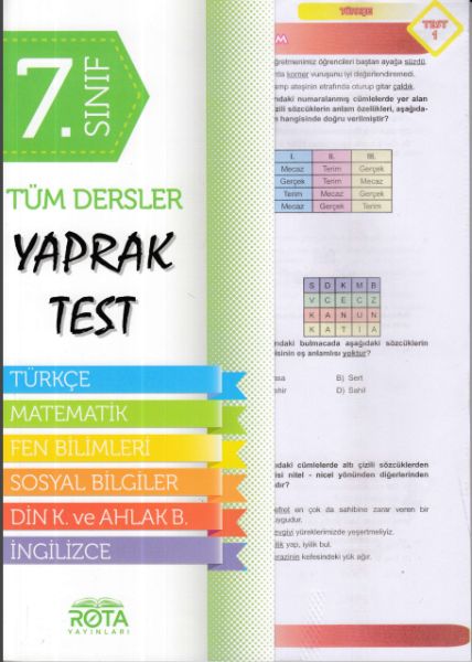 Rota 7 Sınııf Tüm Dersler Yaprak Test Yeni