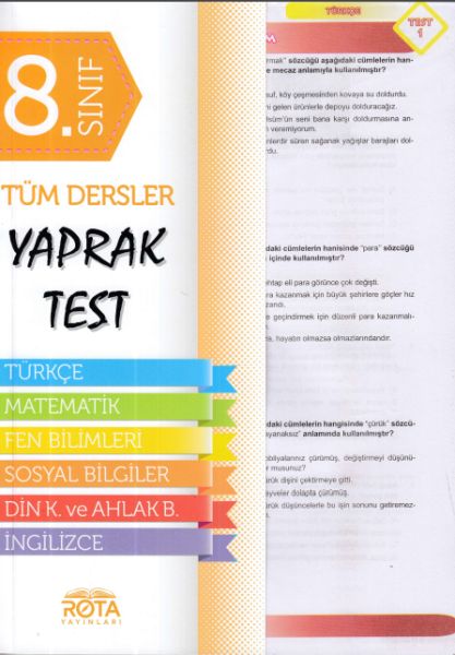 Rota 8Sınıf Tüm Dersler Yaprak Test Yeni