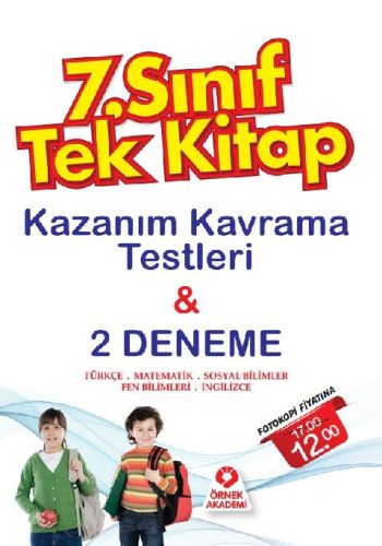 Örnek Akademi 7 Sınıf Tek Kitap Kazanım Kavrama Testleri ve 2 Deneme