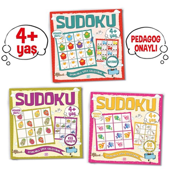 Çocuklar İçin Sudoku Seti 4+ Yaş 3 Kitap Takım