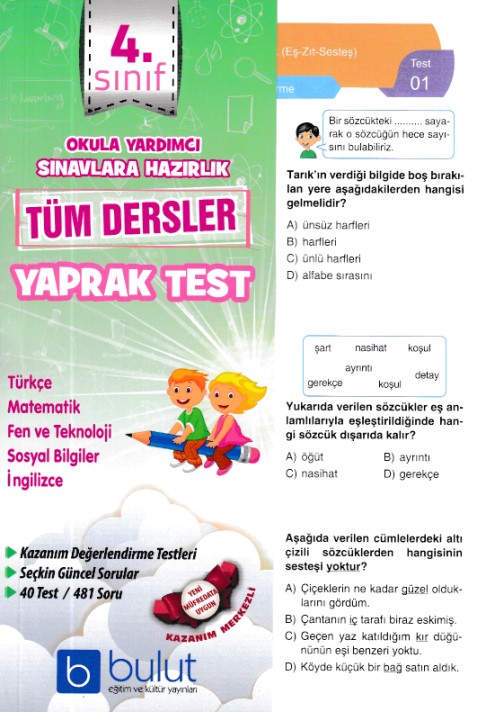 Bulut 4 Sınıf Tüm Dersler Yaprak Test