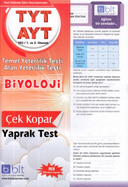 Bulut TYT AYT Biyoloji Yaprak Test 1 ve 2 Oturum Yeni