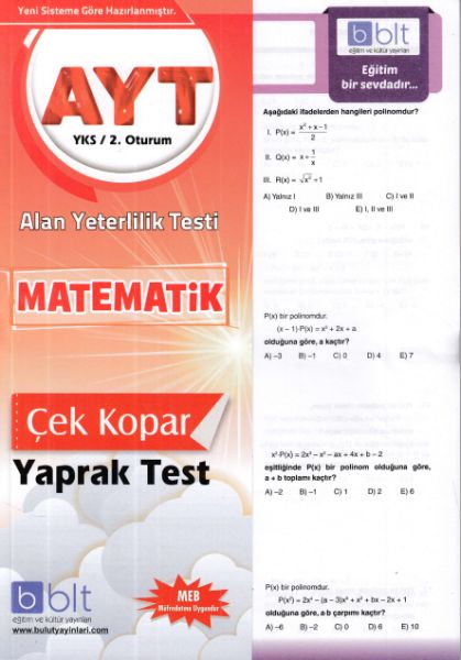 Bulut YKS AYT Matematik Yaprak Test 2 Oturum Yeni