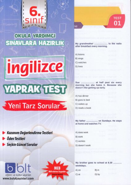 Bulut 6Sınıf İngilizce Yaprak Test Yeni