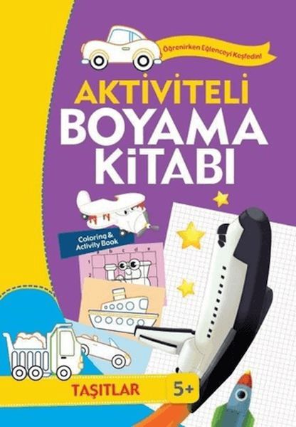 Aktiviteli Boyama Kitabı 5 Yaş  Taşıtlar Mor Kitap