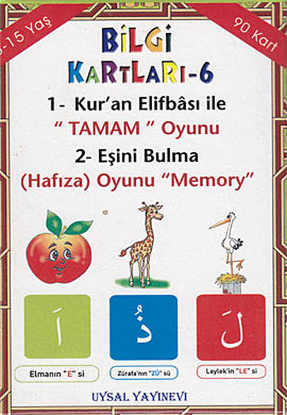 Bilgi Kartları 6  1 Kuran Elifbası ile Tamam Oyunu 2 Eşini Bulma Hafıza Oyunu Memory