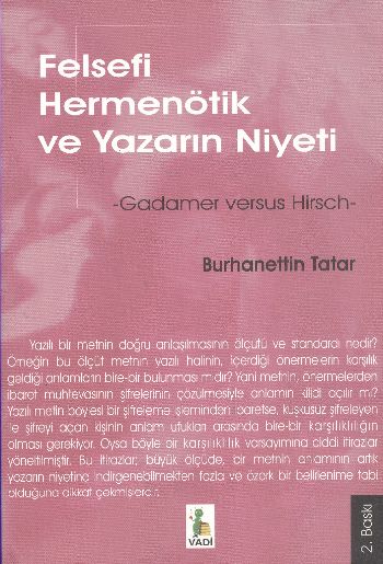 Felsefi Hermenötik ve Yazarın Niyeti