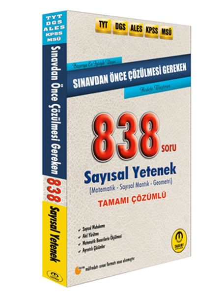 Tasarı DGS ALES TYT KPSS Öncesi Çözülmesi Gereken Sayısal Yetenek 838 Soru Yeni