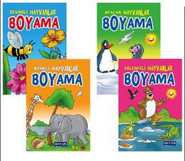 Hayvanlar Boyama 4 Kitap Takım